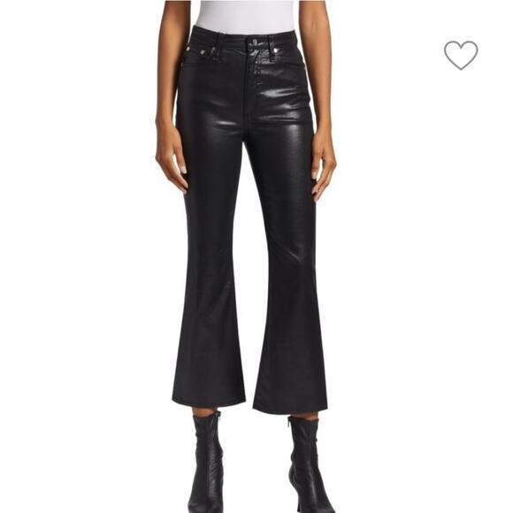 Rag & Bone Casey High-Rise Ankle Flare Pants in Coated Black Size 31 NWT - Picture 14 of 14